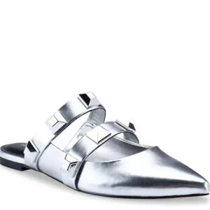 Marc Fisher Silver Searli Studded Mules